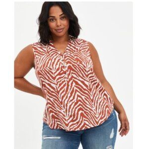 Torrid Harper Rayon Slub Pullover Sleeveless Top shit brown zebra size 2x plus